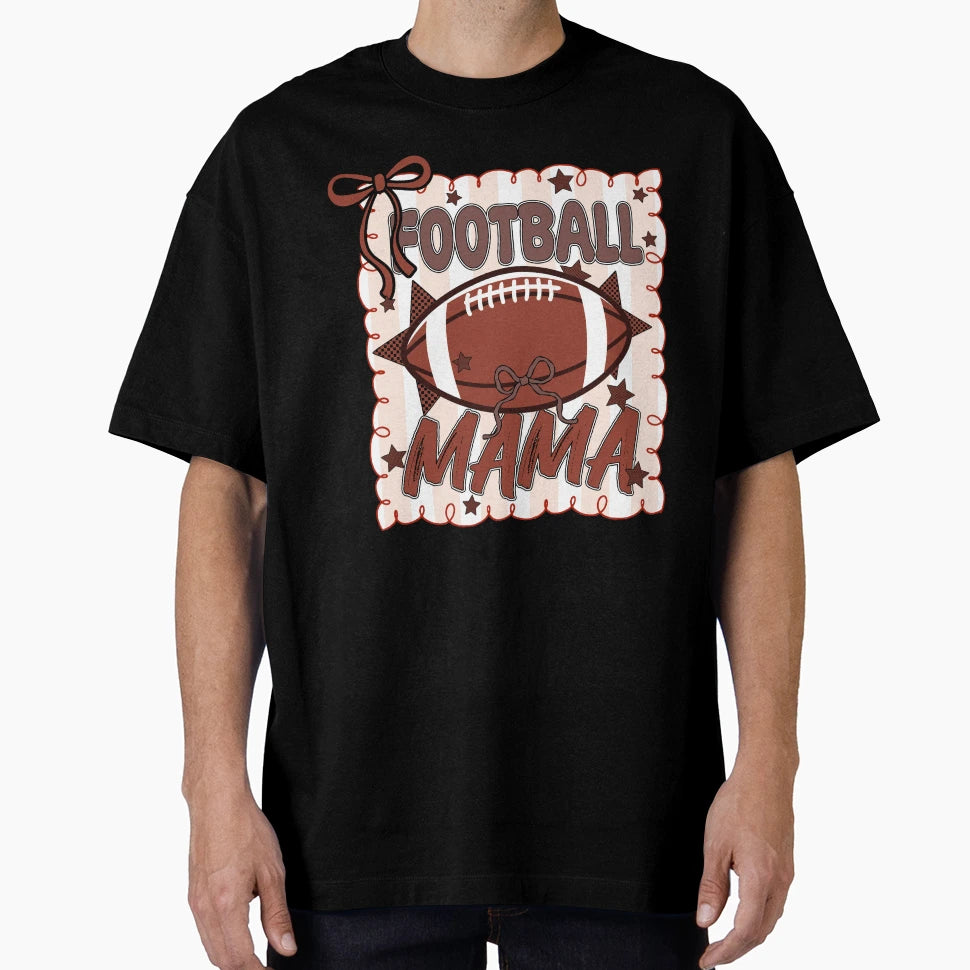 Football Mama Football Season Bow T-Shirt - Minimalist Print Men Women - T-Shirt, Sweatshirt, Hoodie