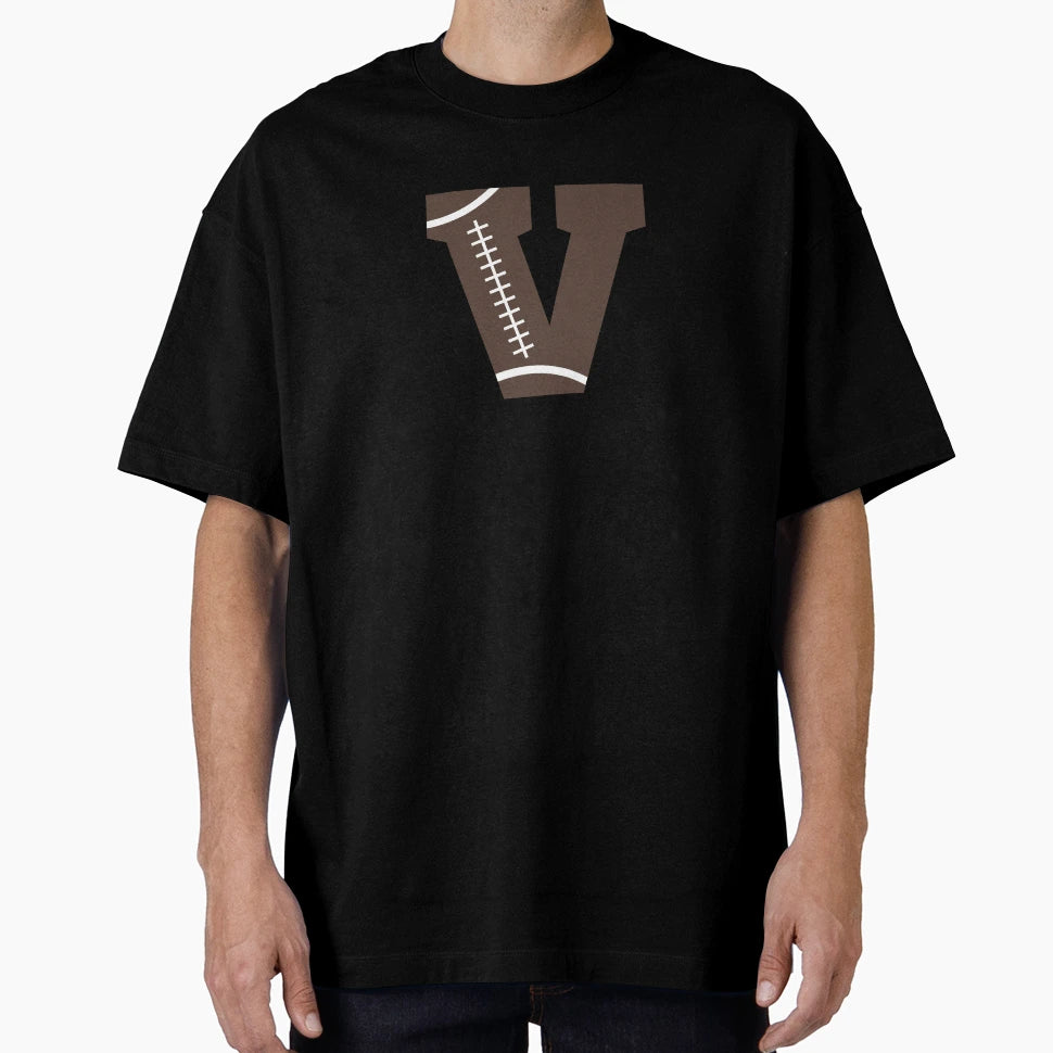 Personalized Football Initial V T-Shirt - Streetwear Style Men Women - T-Shirt, Sweatshirt, Hoodie