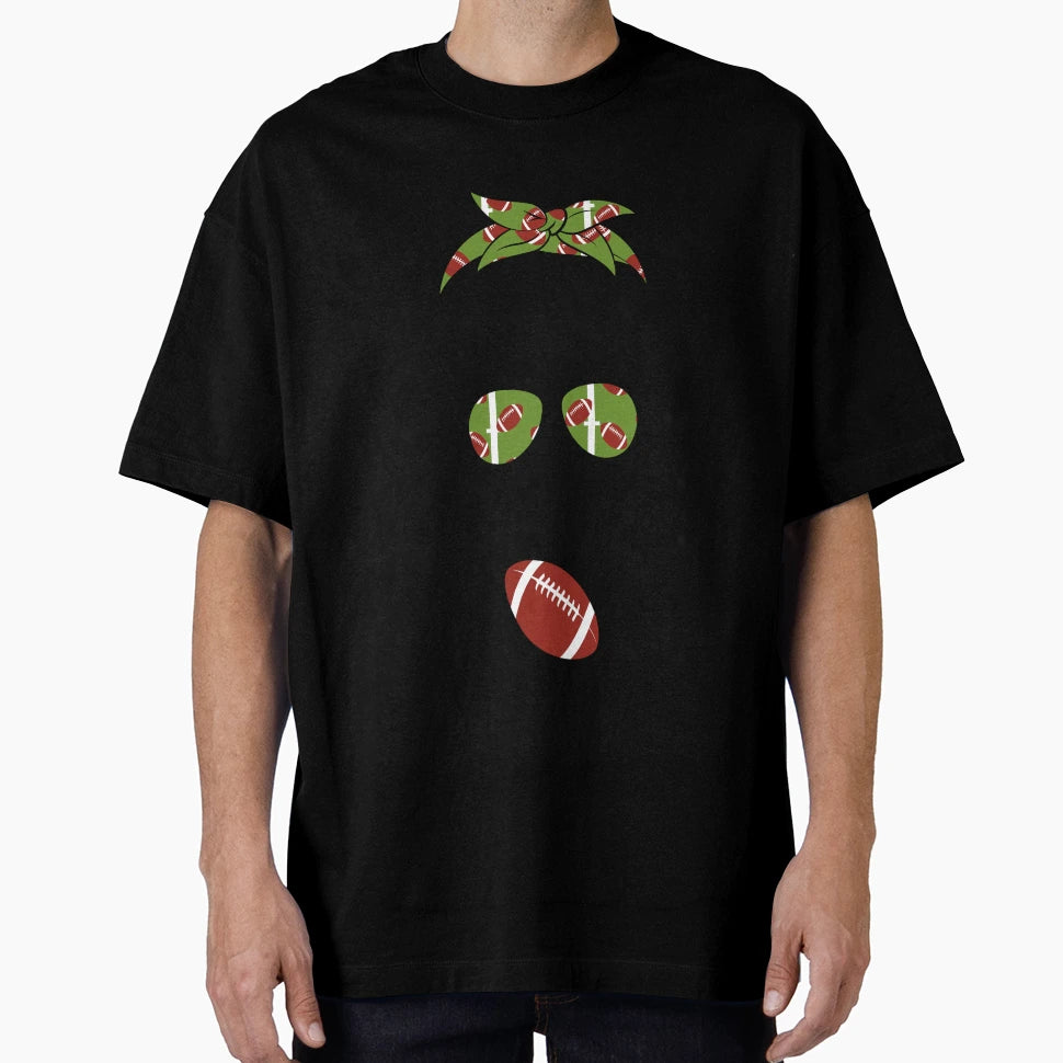 Football Mom Messy Bun T-Shirt - Graphic Print Men Women - T-Shirt, Sweatshirt, Hoodie