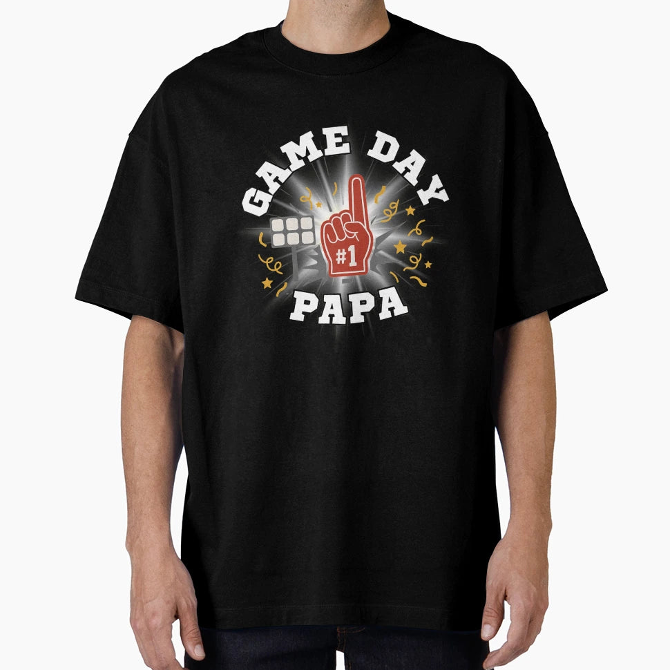 Game Day Papa 1 Fan Sports Dad Or T-Shirt - Aesthetic Graphic Men Women - T-Shirt, Sweatshirt, Hoodie