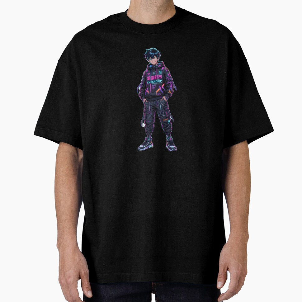 Cyberpunk Anime Streetwear Boy Futuristic Neon Urban - Adult & Kids T-Shirts, Sweatshirts & Hoodies apparel design preview 1