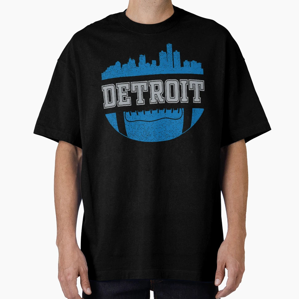 Lions Football Fan Detroit Skyline T-Shirt - Unique Graphic Men Women - T-Shirt, Sweatshirt, Hoodie