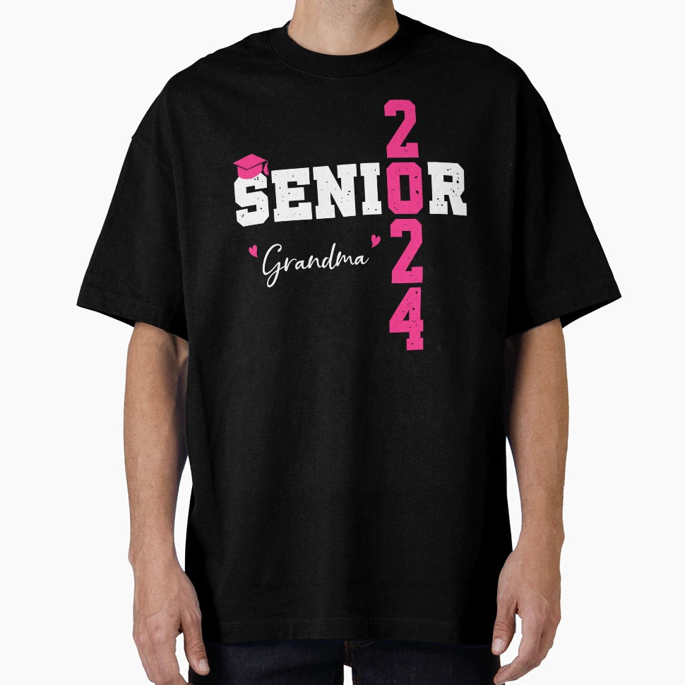 Senior 2024 Grandma Graduate Heart T-Shirt - Custom Art Print for Adults - T-Shirt, Sweatshirt, Hoodie