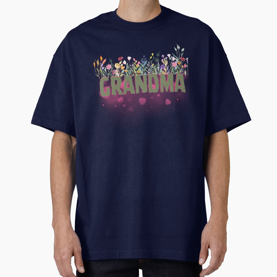 Grandma Floral Heart T-Shirt - Minimalist Print Men Women - T-Shirt, Sweatshirt, Hoodie