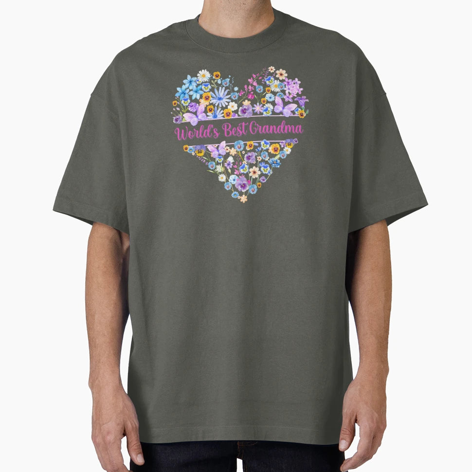 Grandma Watercolor Flowers Heart T-Shirt - Casual Everyday Wear Unisex - T-Shirt, Sweatshirt, Hoodie