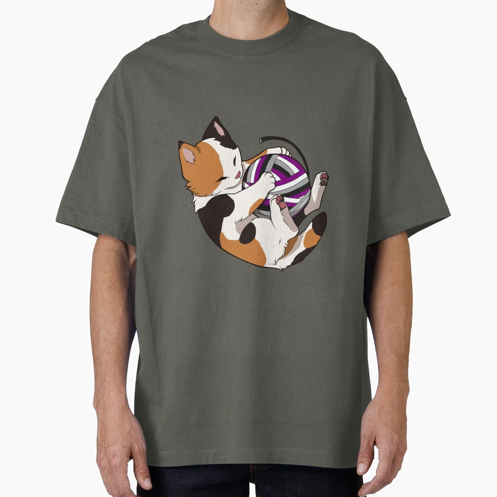 Asexual Pride Calico Cat by saltuurn - Adult & Kids T-Shirts, Sweatshirts & Hoodies apparel design preview 1