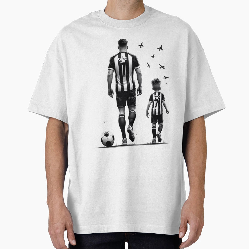 Dad And Son Football Binds Us T-Shirt - Minimalist Print for Adults - T-Shirt, Sweatshirt, Hoodie