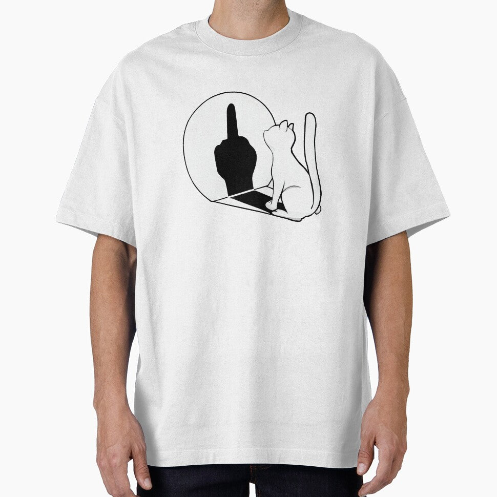 Funny Cat Shadow Illusion Sketch by lvlupthreads - Adult & Kids T-Shirts, Sweatshirts & Hoodies apparel design preview 1