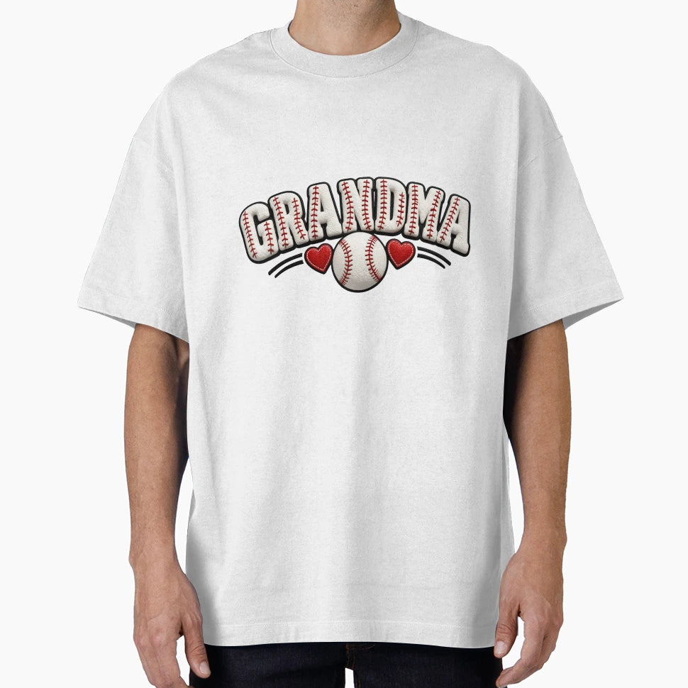Greatest Baseball Grandma Stitched Heart T-Shirt - Trendy Graphic Unisex - T-Shirt, Sweatshirt, Hoodie