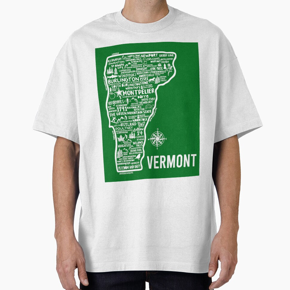 Vermont Map by fiberandgloss - Adult & Kids T-Shirts, Sweatshirts & Hoodies apparel design preview 1