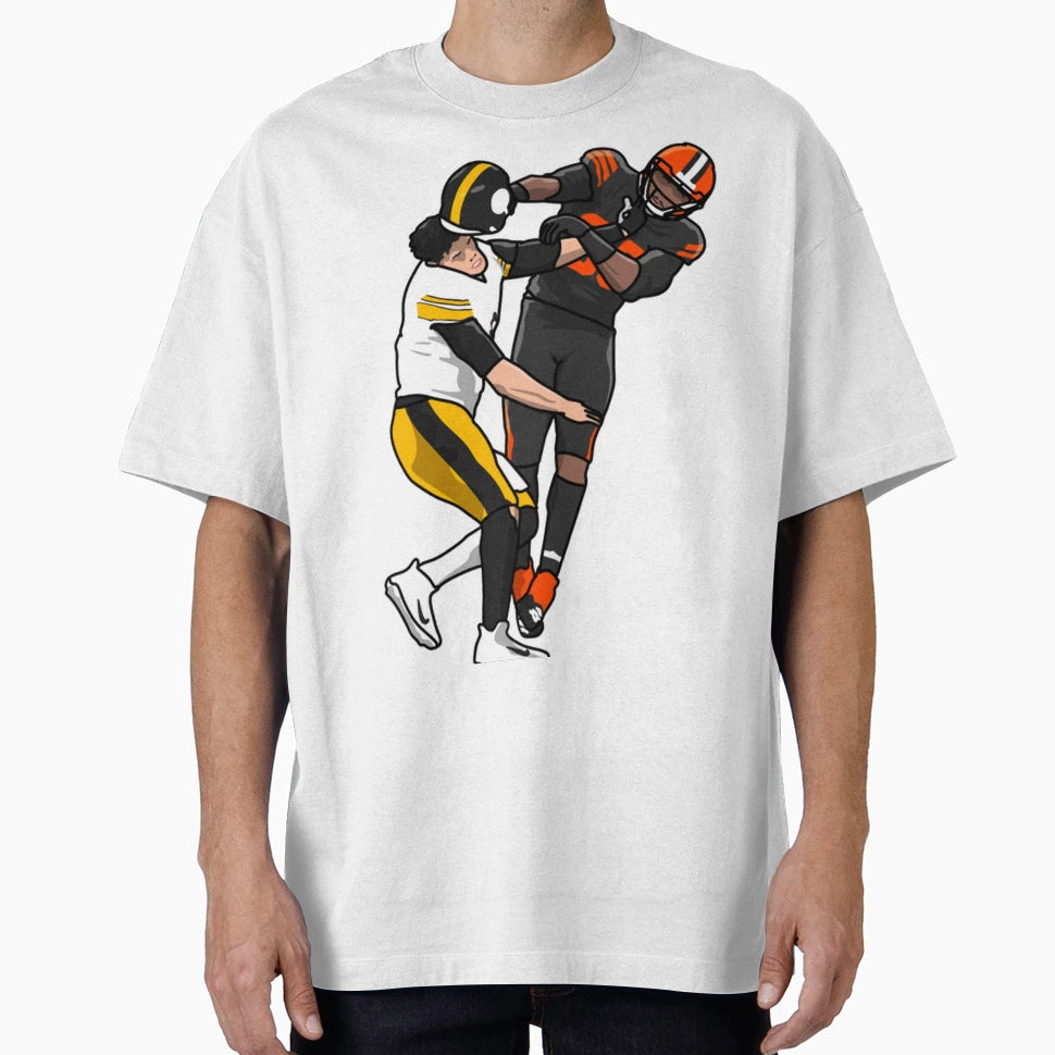 Football Helmet Fight Moment T-Shirt - Unique Graphic Unisex - T-Shirt, Sweatshirt, Hoodie