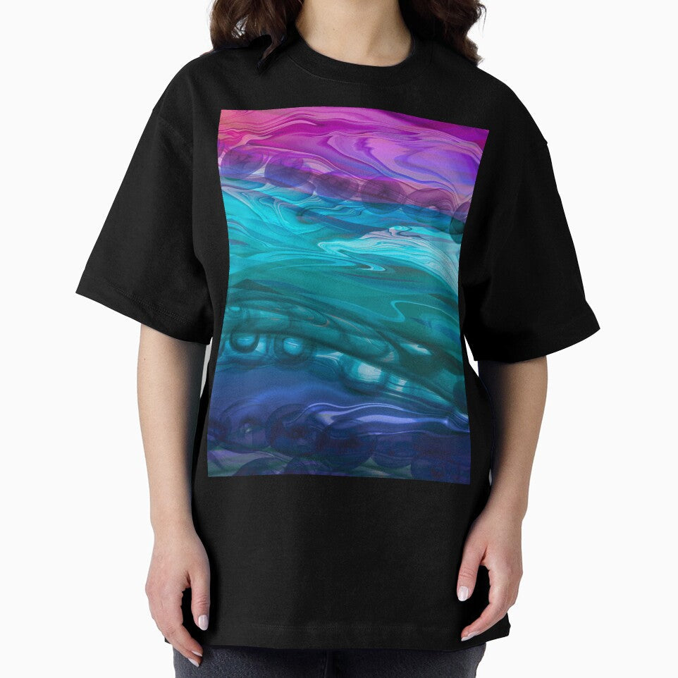Abstract liquid art alcohol ink ocean waves, marble - Adult & Kids T-Shirts, Sweatshirts & Hoodies apparel design preview 2