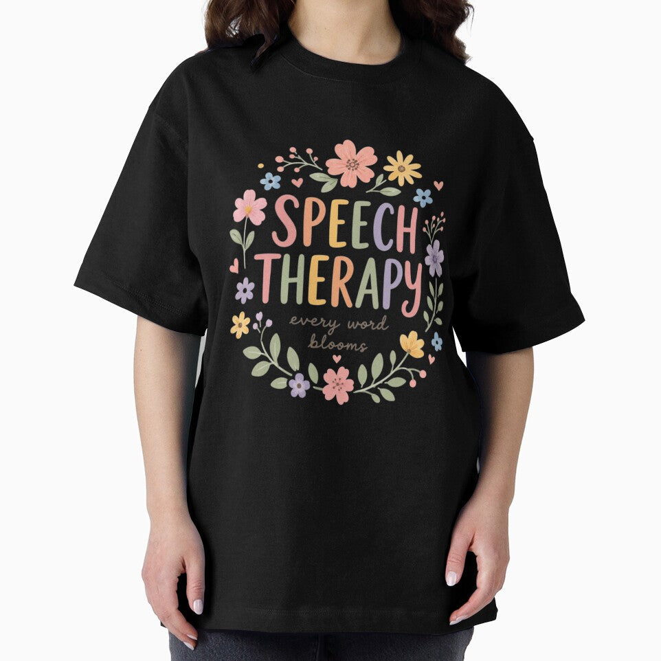 Speech Therapist Every Word Blooms Floral Wreath SLP - Adult & Kids T-Shirts, Sweatshirts & Hoodies apparel design preview 2
