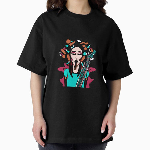 "Colorful Groove: A Guitar-Strumming Woman" by - Adult & Kids T-Shirts, Sweatshirts & Hoodies apparel design preview 2