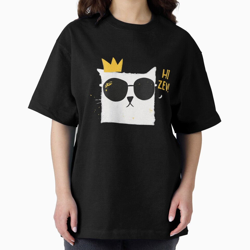 Hi Zev Cool White Cat With Sunglasses And Gold Crown - Adult & Kids T-Shirts, Sweatshirts & Hoodies apparel design preview 2