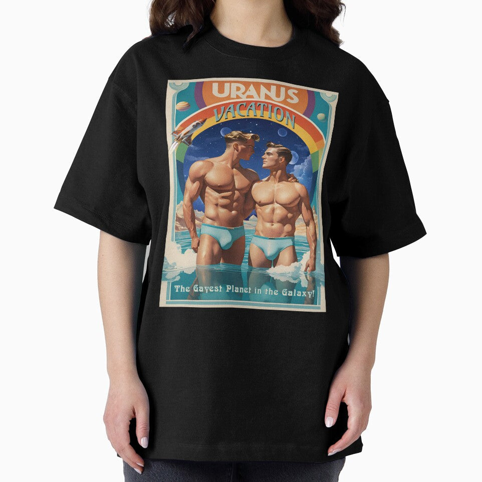 Uranus Vacation Art Nouveau Travel Poster by Live Out - Adult & Kids T-Shirts, Sweatshirts & Hoodies apparel design preview 2