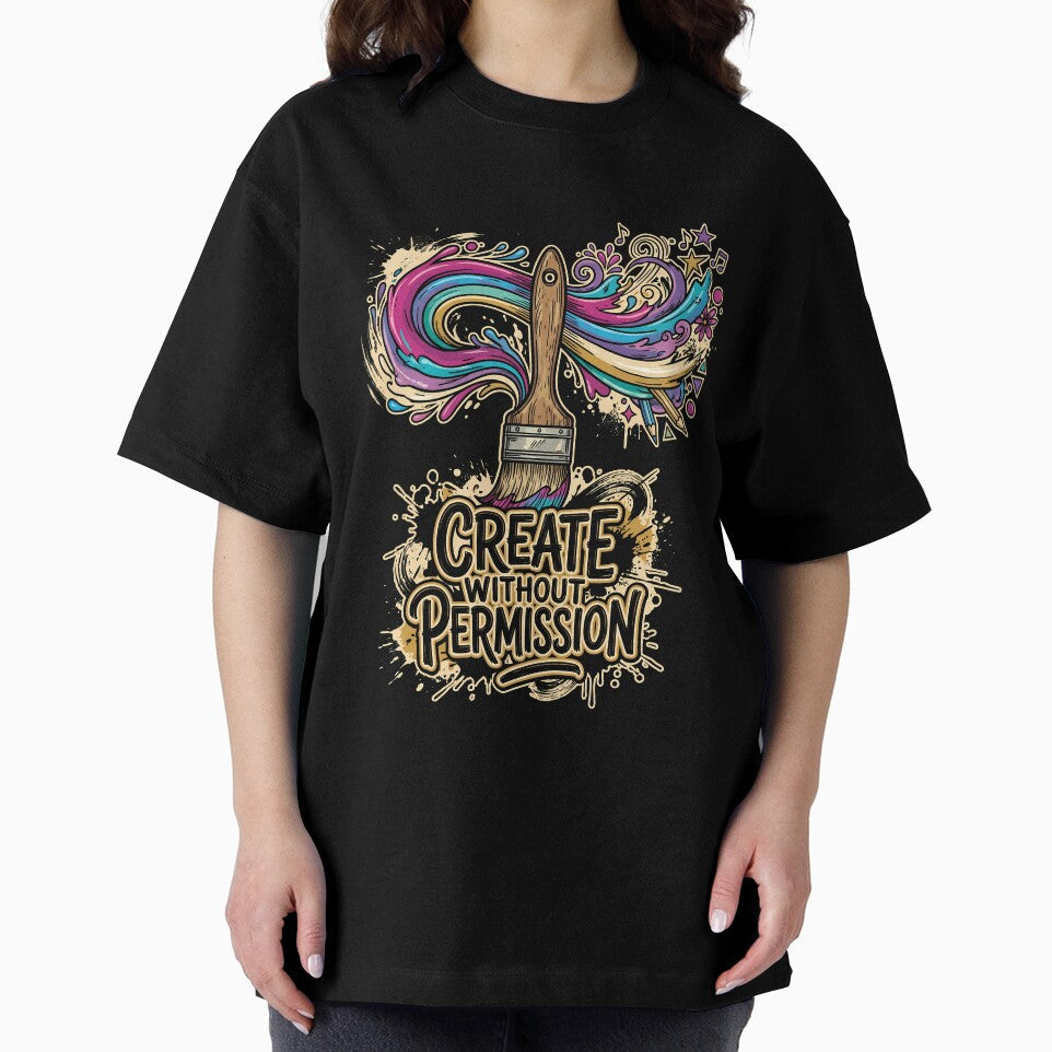 Create Without Permission Vibrant Artistic Freedom - Adult & Kids T-Shirts, Sweatshirts & Hoodies apparel design preview 2