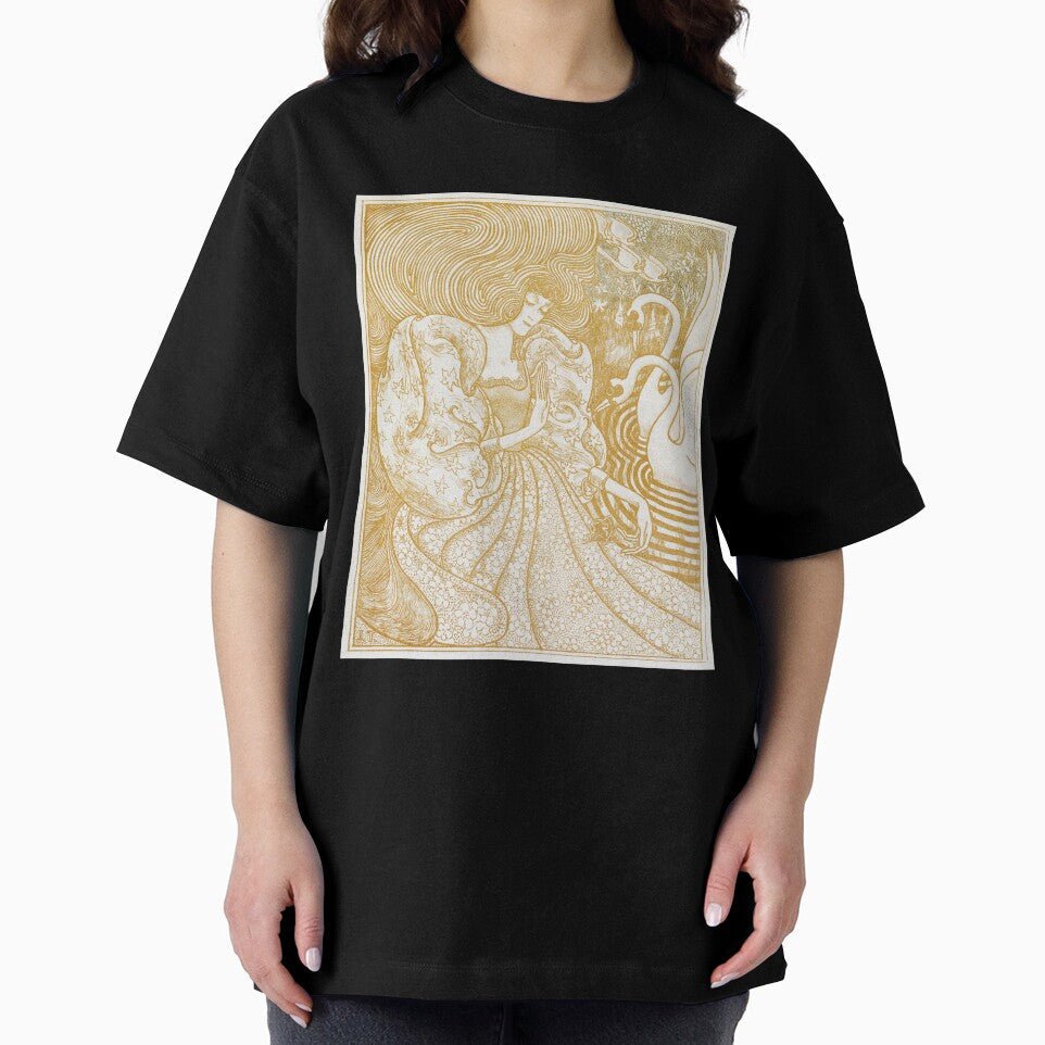 Woman with a Butterfly at Pond Two Swans (1894) by - Adult & Kids T-Shirts, Sweatshirts & Hoodies apparel design preview 2