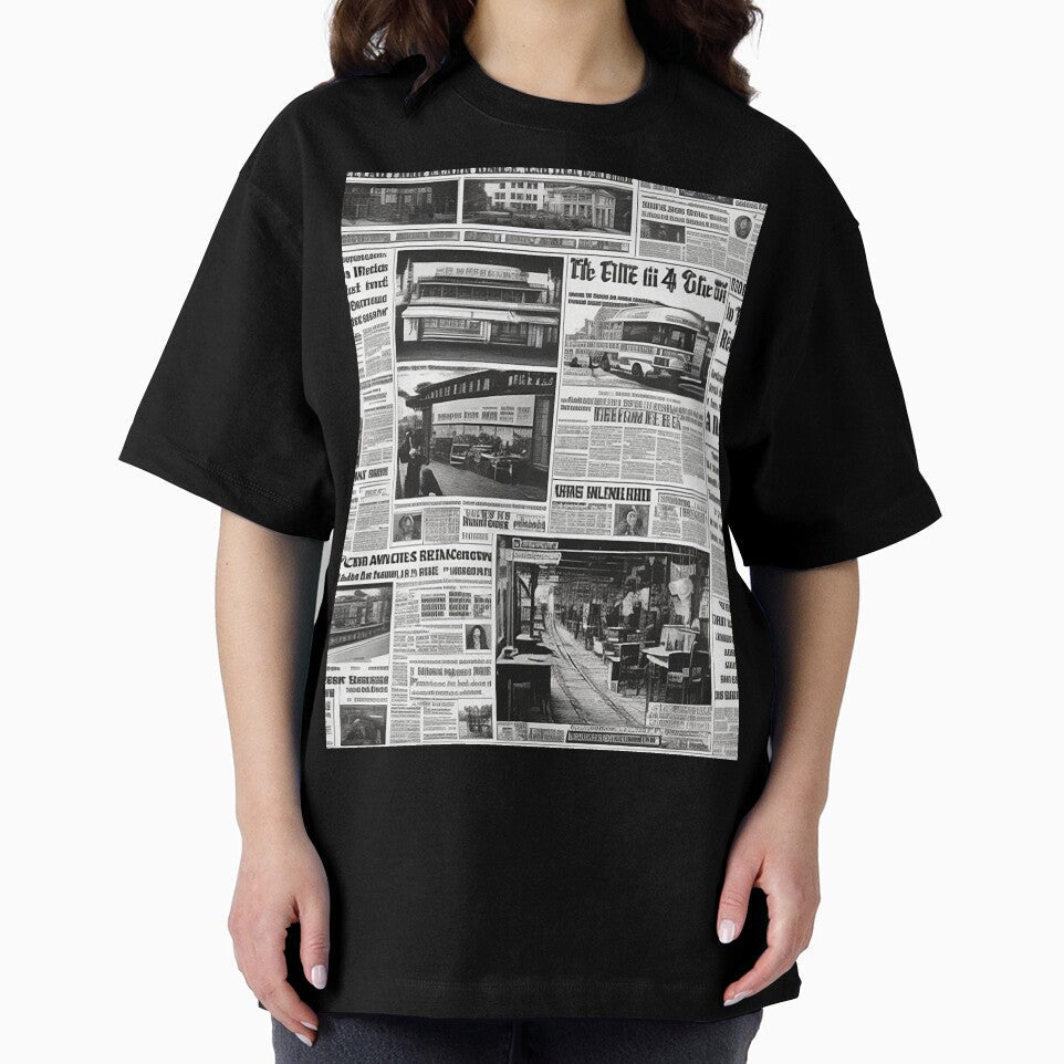 Old daily newspaper journal magazine black and white - Adult & Kids T-Shirts, Sweatshirts & Hoodies apparel design preview 2