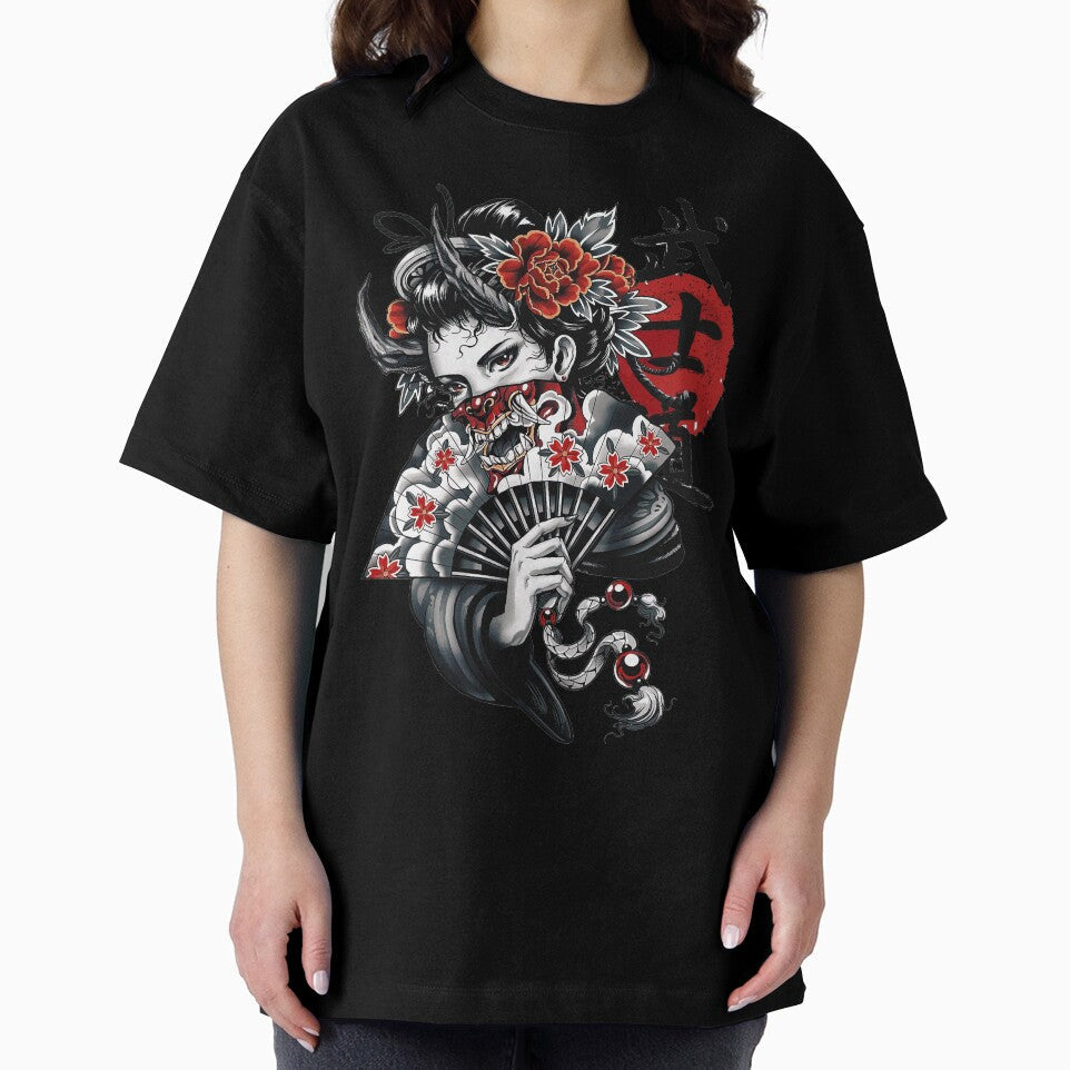 Japanese Geisha Girl Vaporwave Cyberpunk Popart Urban - Adult & Kids T-Shirts, Sweatshirts & Hoodies apparel design preview 2