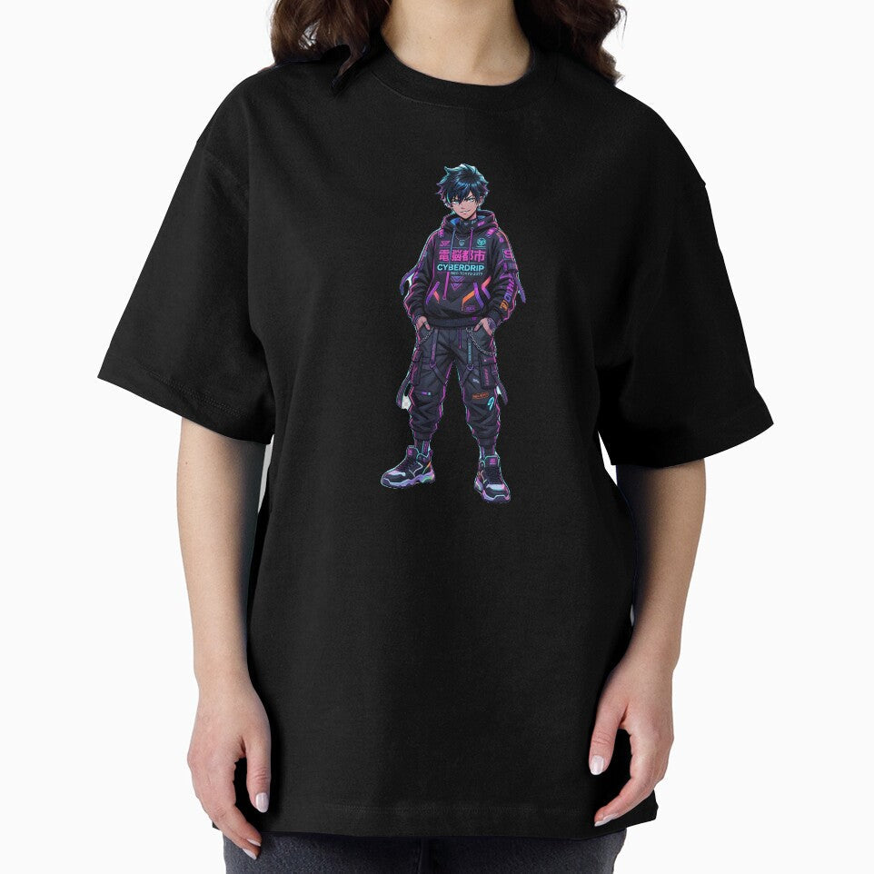 Cyberpunk Anime Streetwear Boy Futuristic Neon Urban - Adult & Kids T-Shirts, Sweatshirts & Hoodies apparel design preview 2