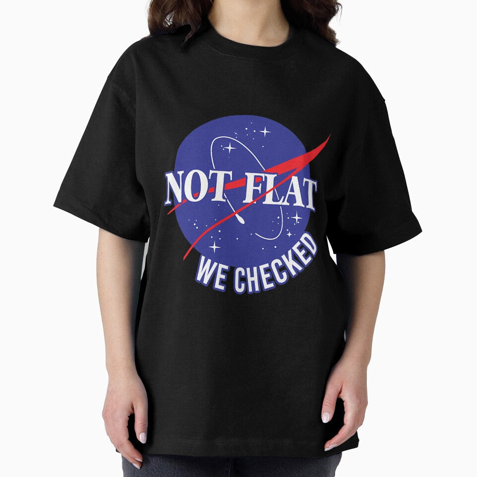 Nasa Not Flat We Checked by JoeRusconi - Adult & Kids T-Shirts, Sweatshirts & Hoodies apparel design preview 2