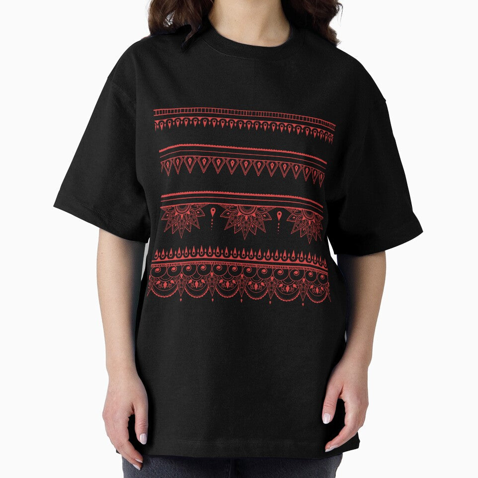 South asian patterns Red on black by Chaoticzarts - Adult & Kids T-Shirts, Sweatshirts & Hoodies apparel design preview 2