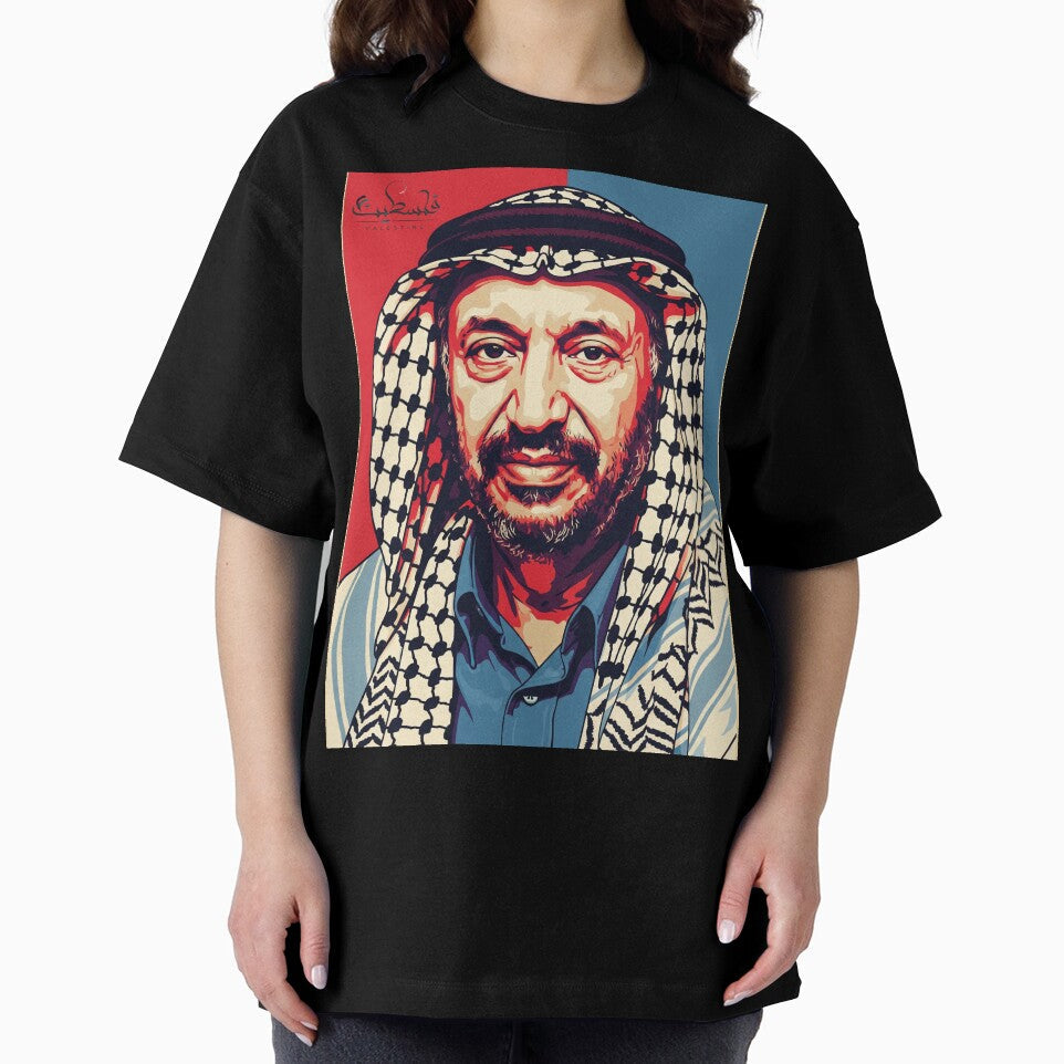 Pop Art Portrait of Yasser Arafat 7 by Zaytounco - Adult & Kids T-Shirts, Sweatshirts & Hoodies apparel design preview 2