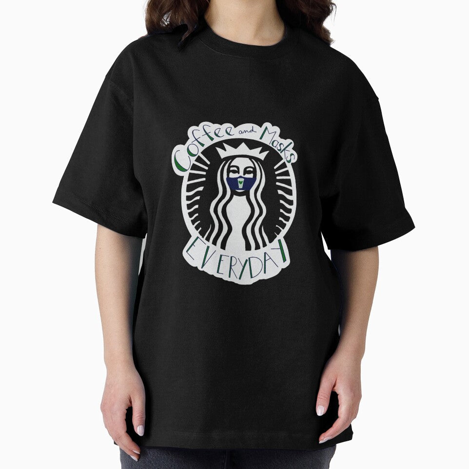 Coffee and Masks Every Day by caringarage - Adult & Kids T-Shirts, Sweatshirts & Hoodies apparel design preview 2