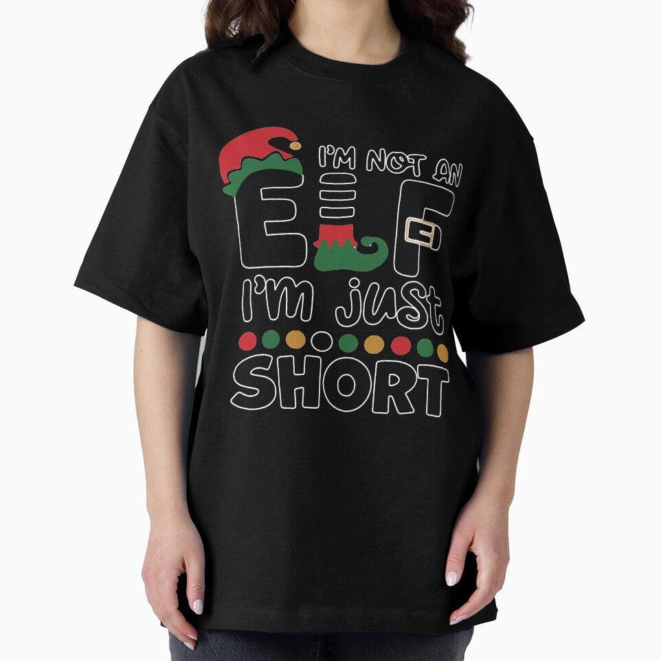 I'M NOT AN ELF JUST SHORT CHRISTMAS by Melanshopusa - Adult & Kids T-Shirts, Sweatshirts & Hoodies apparel design preview 2