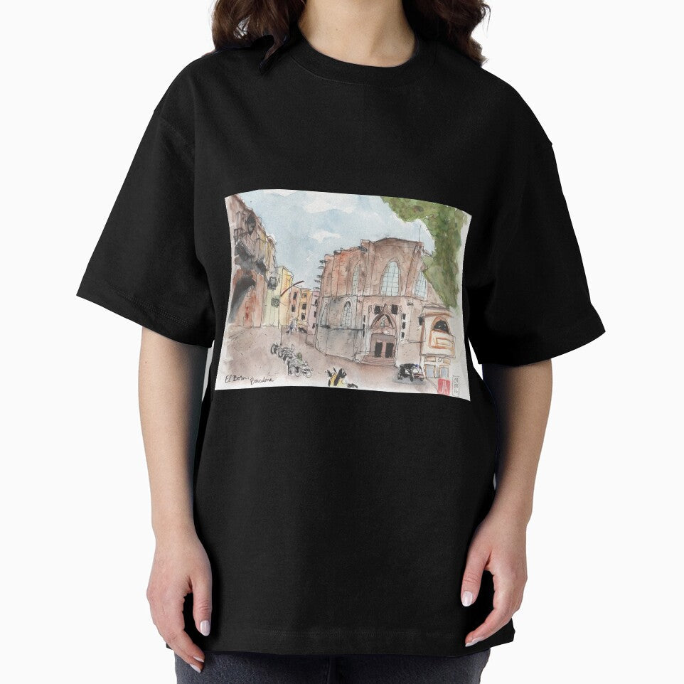 Barcelona El Born Urban Sketch by Jennie Kessinger - Adult & Kids T-Shirts, Sweatshirts & Hoodies apparel design preview 2