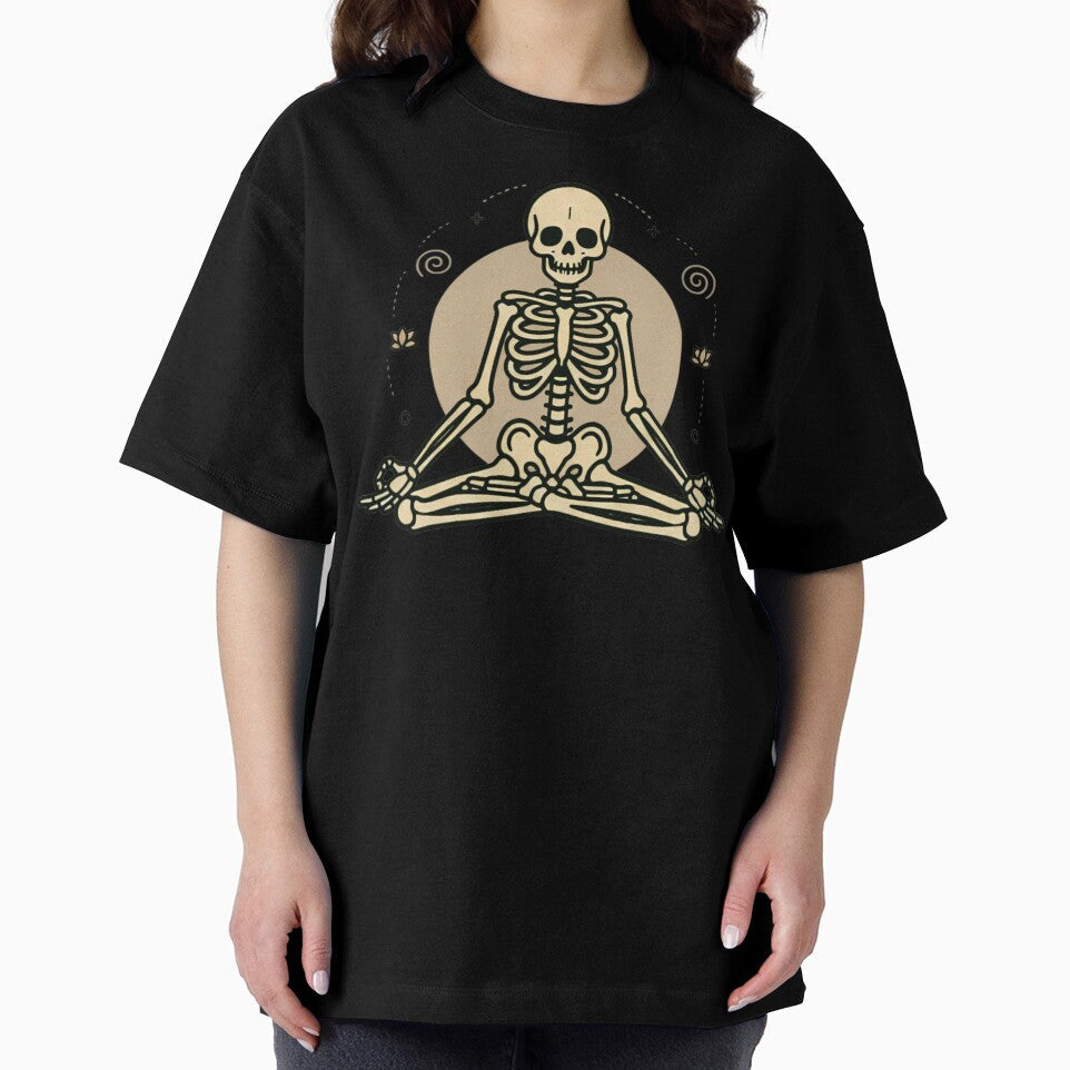 MEDITATING Minimalist Skeleton Streetwear Art by - Adult & Kids T-Shirts, Sweatshirts & Hoodies apparel design preview 2