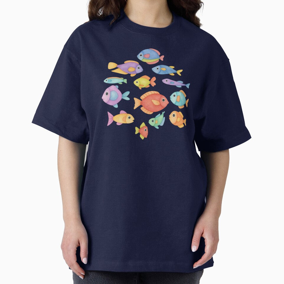 Cute Watercolor Fish by Unhinged Heather - Adult & Kids T-Shirts, Sweatshirts & Hoodies apparel design preview 2