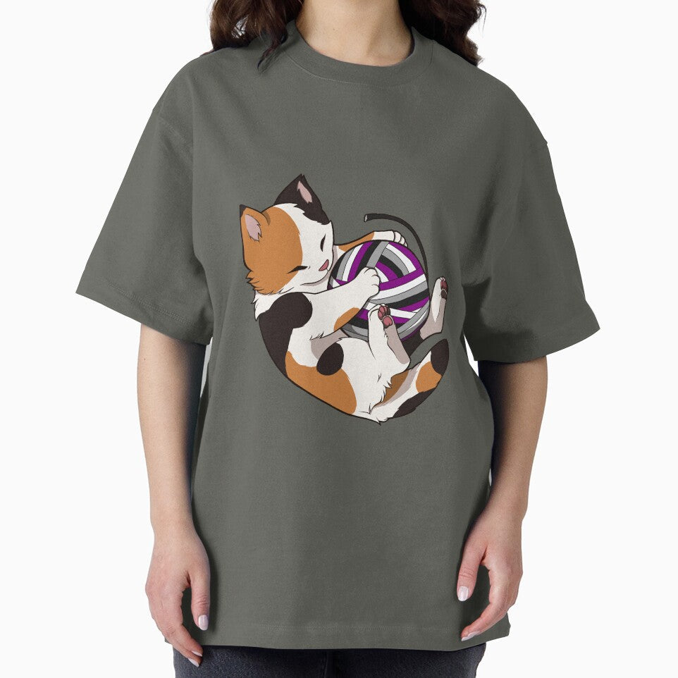 Asexual Pride Calico Cat by saltuurn - Adult & Kids T-Shirts, Sweatshirts & Hoodies apparel design preview 2