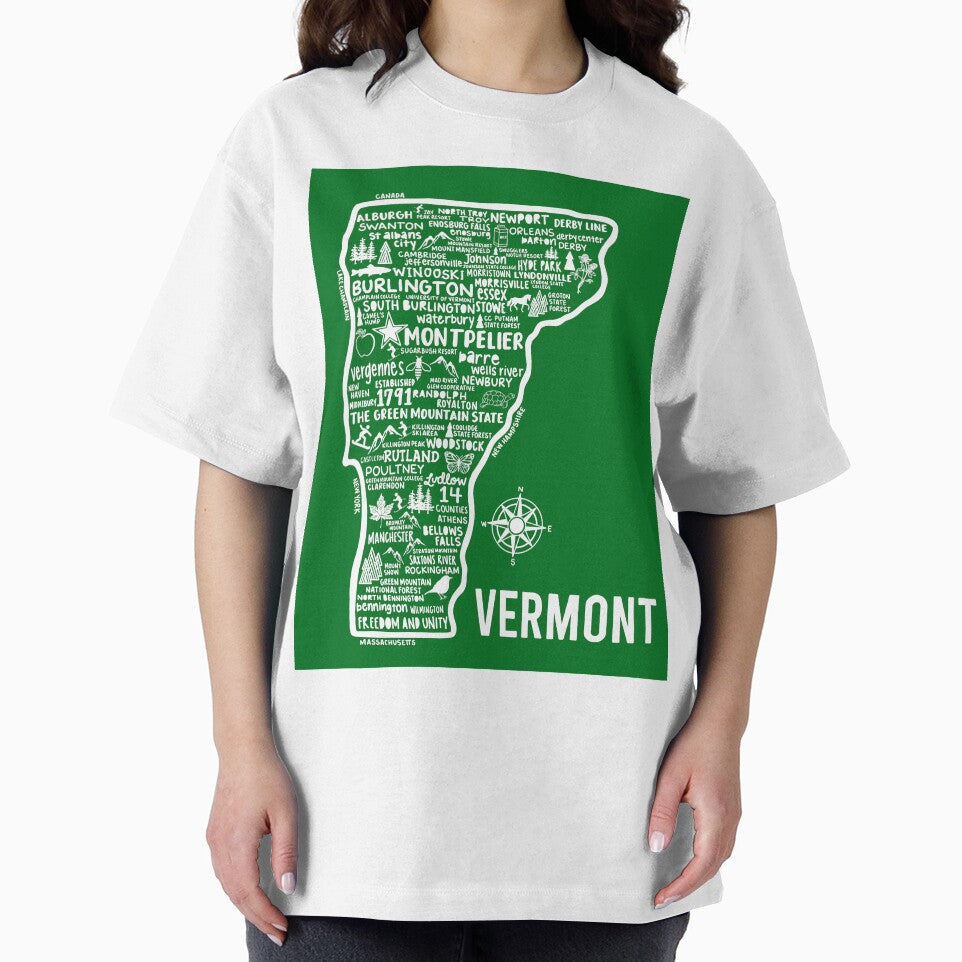 Vermont Map by fiberandgloss - Adult & Kids T-Shirts, Sweatshirts & Hoodies apparel design preview 2