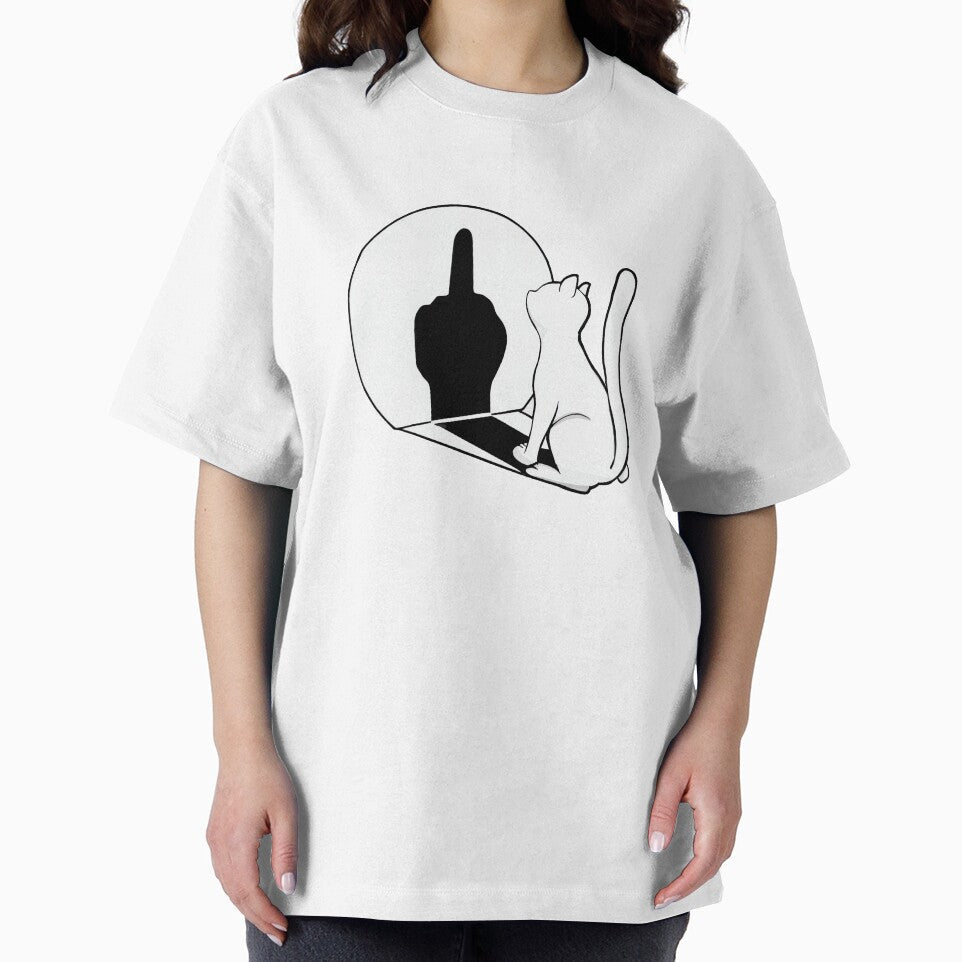Funny Cat Shadow Illusion Sketch by lvlupthreads - Adult & Kids T-Shirts, Sweatshirts & Hoodies apparel design preview 2