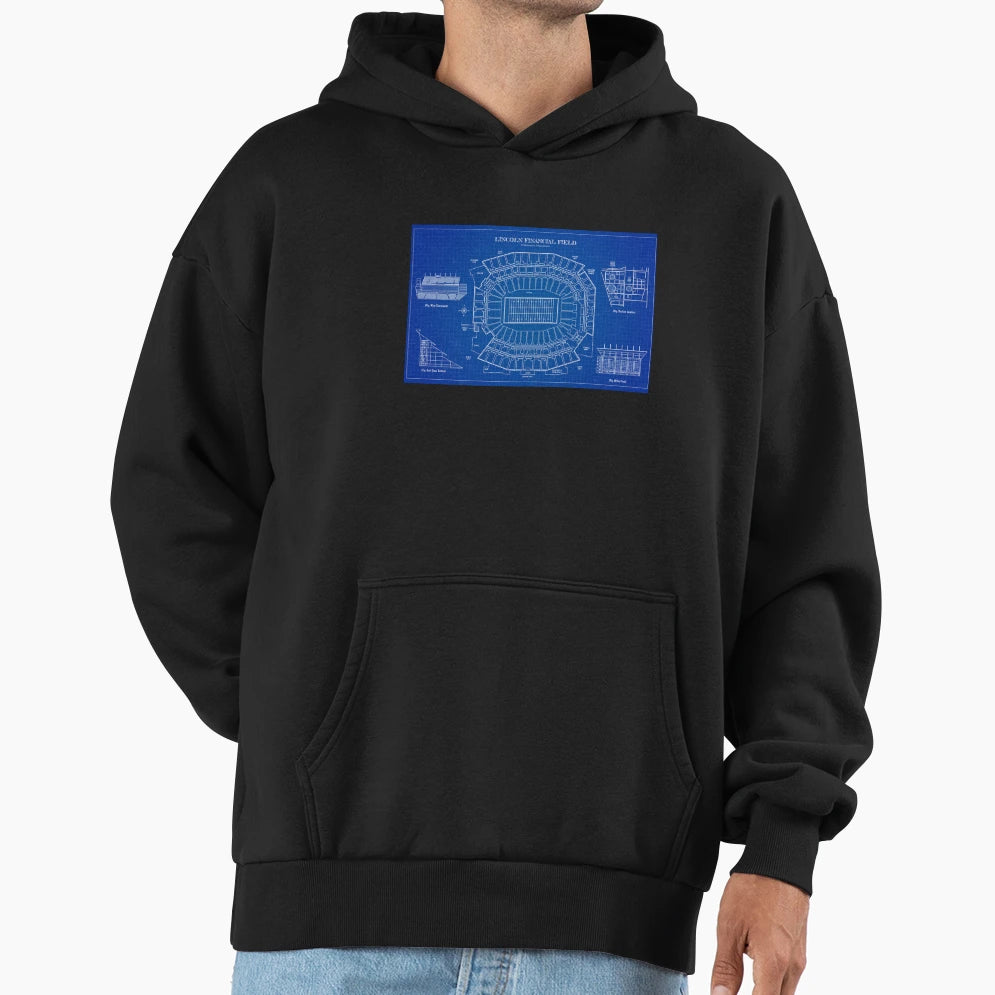 Lincoln Financial Field Blueprint Hoodie - Graphic Print Men Women - T-Shirt, Sweatshirt, Hoodie