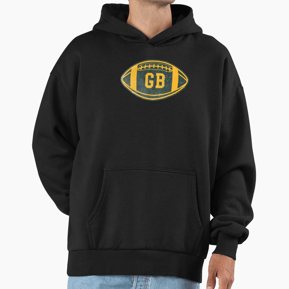 Green Bay Throwback Football Hoodie - Fun Novelty Design for Adults - T-Shirt, Sweatshirt, Hoodie