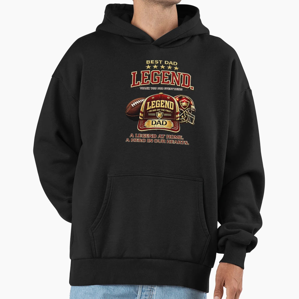 Dad Legend Red Baseball Cap Hoodie - Graphic Print for Adults - T-Shirt, Sweatshirt, Hoodie