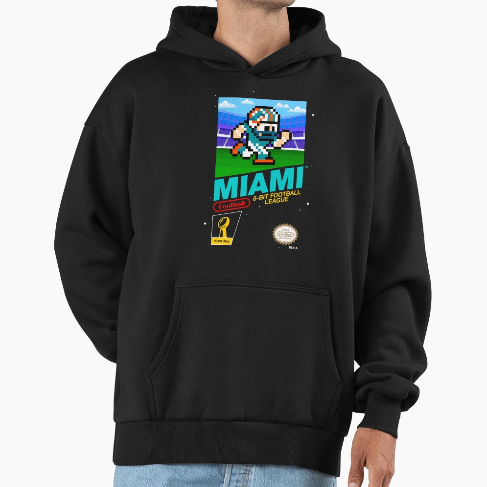 Miami Dolphins 8 Bit Videogames Hoodie - Fun Novelty Design Men Women - T-Shirt, Sweatshirt, Hoodie