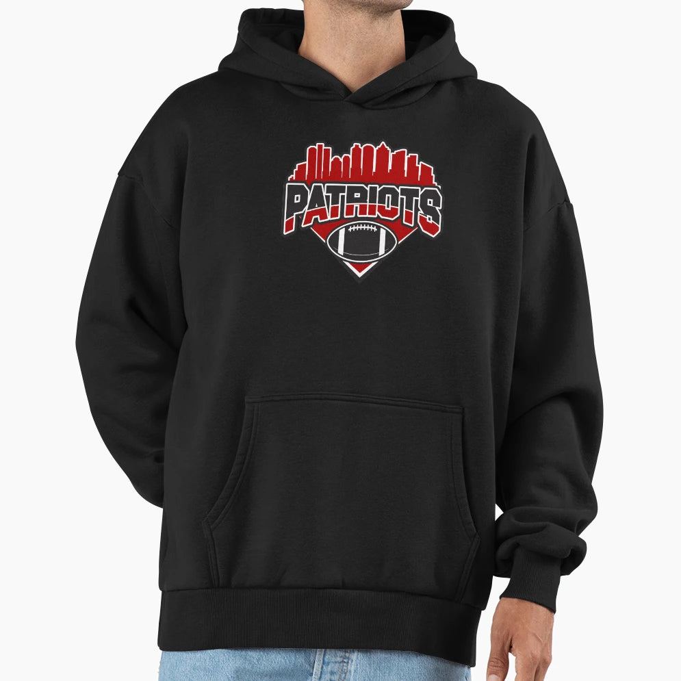 Patriots Football Skyline Football Hoodie - Aesthetic Graphic Men Women - T-Shirt, Sweatshirt, Hoodie