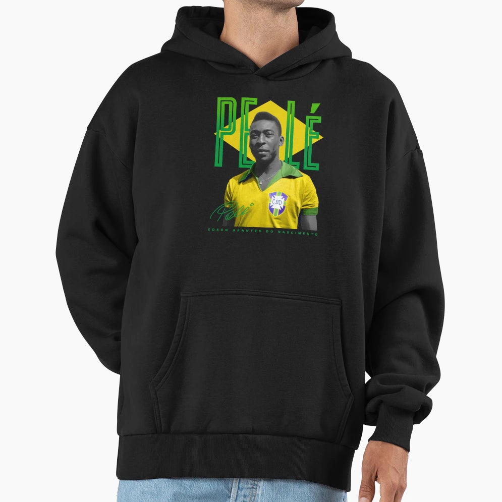 Pele Brazil Football Hoodie - Casual Everyday Wear for Adults - T-Shirt, Sweatshirt, Hoodie