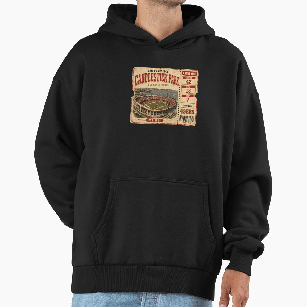 Candlestick Park Football Club Ticket T-Shirt - Trendy Graphic for Adults - T-Shirt, Sweatshirt, Hoodie