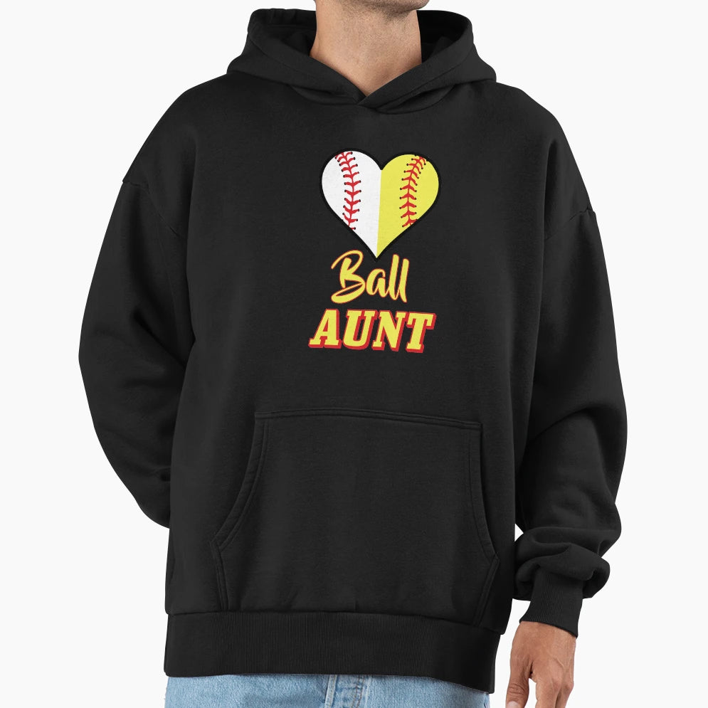 Softball Baseball Aunt Outfit Sport Hoodie - Minimalist Print Men Women - T-Shirt, Sweatshirt, Hoodie