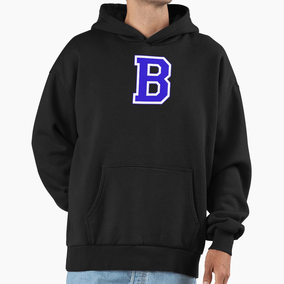 Varsity Letter B Hoodie - Trendy Graphic Unisex - T-Shirt, Sweatshirt, Hoodie