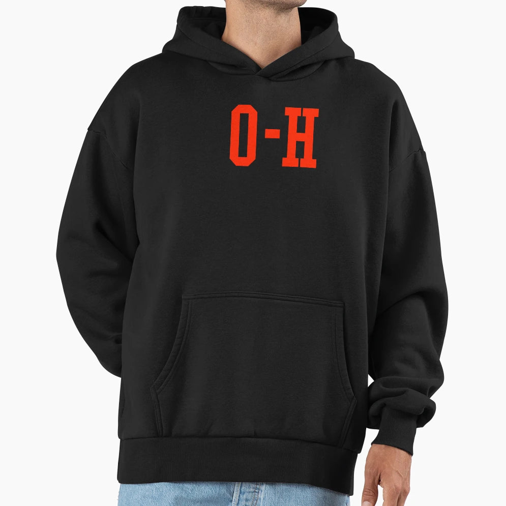 Scarlet Half O H I O Ohio Hoodie - Casual Everyday Wear Unisex - T-Shirt, Sweatshirt, Hoodie