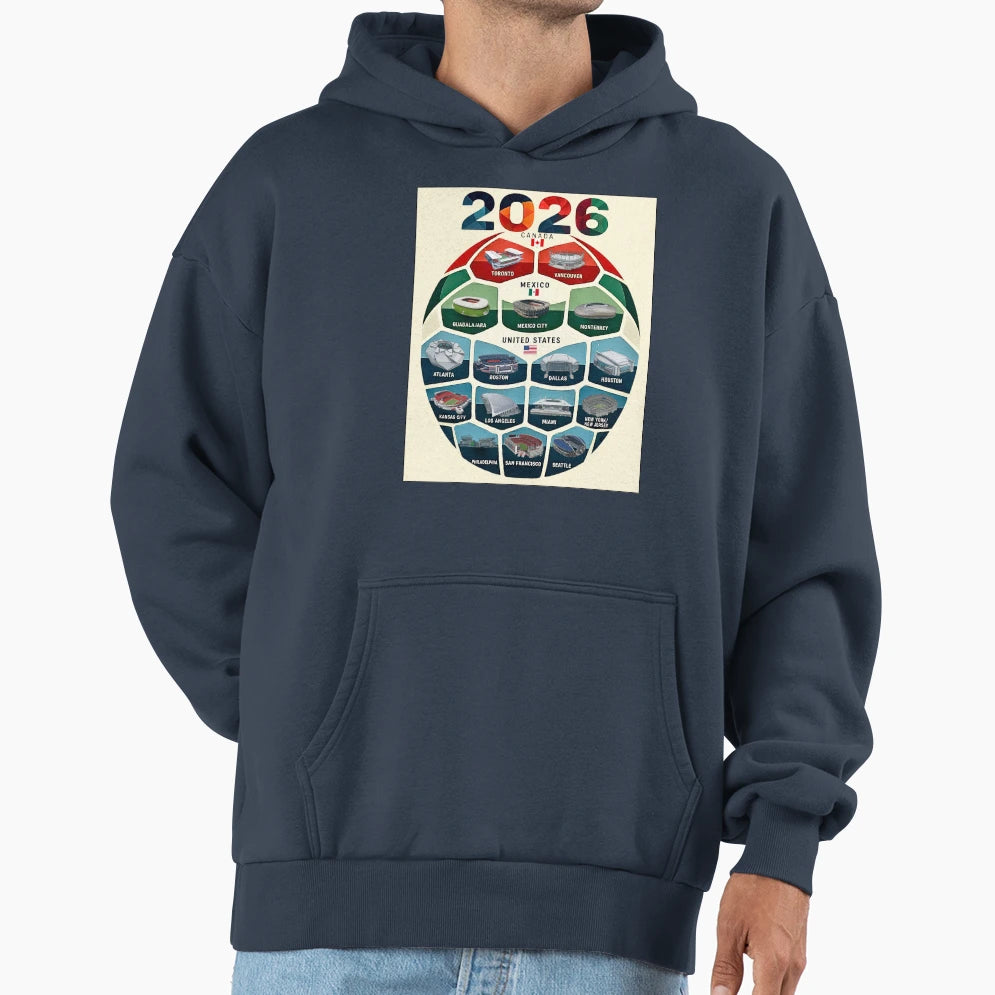 2026 North America Host Soccer Stadiums Hoodie - Novelty Apparel Men Women - T-Shirt, Sweatshirt, Hoodie