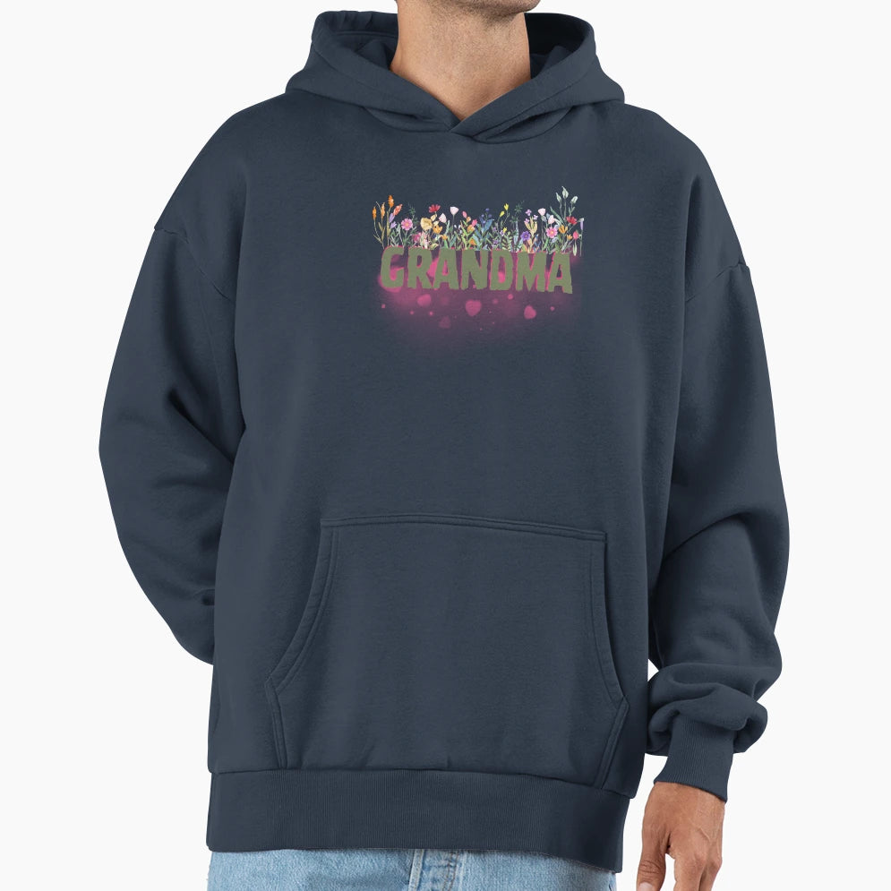 Grandma Floral Heart Hoodie - Trendy Graphic Unisex - T-Shirt, Sweatshirt, Hoodie
