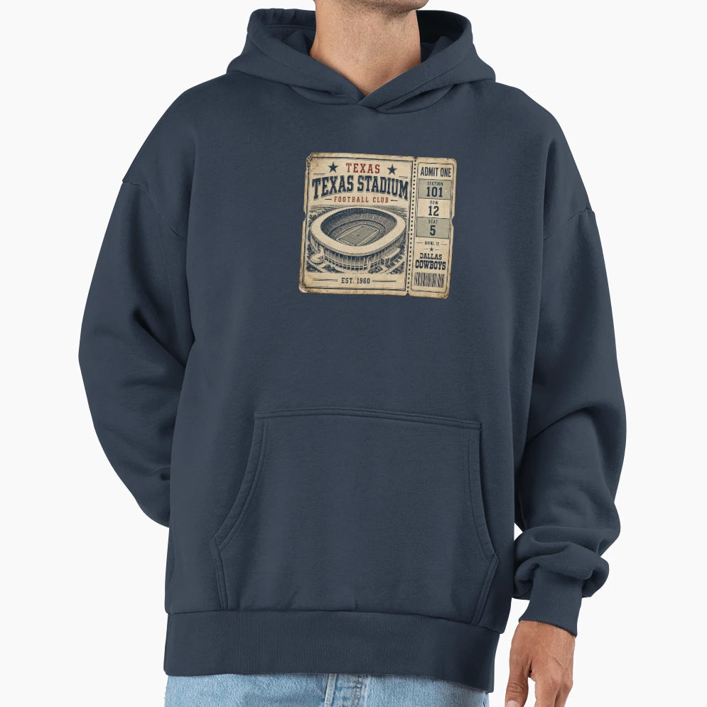 Texas Stadium Football Club Ticket T-Shirt - Novelty Apparel for Adults - T-Shirt, Sweatshirt, Hoodie
