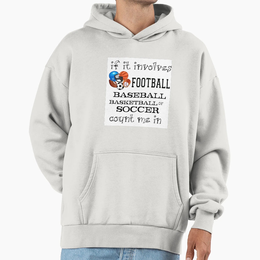 Involves Football Baseball Hoodie - Fun Novelty Design for Adults - T-Shirt, Sweatshirt, Hoodie